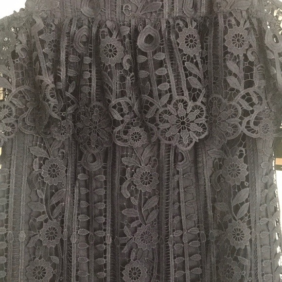 NWT TAYLOR NAVY BLUE LACE DRESS w COLD SHOULDER - Picture 2 of 3